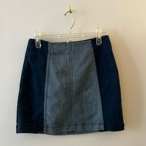 Free People mini skirt, two-tone denim